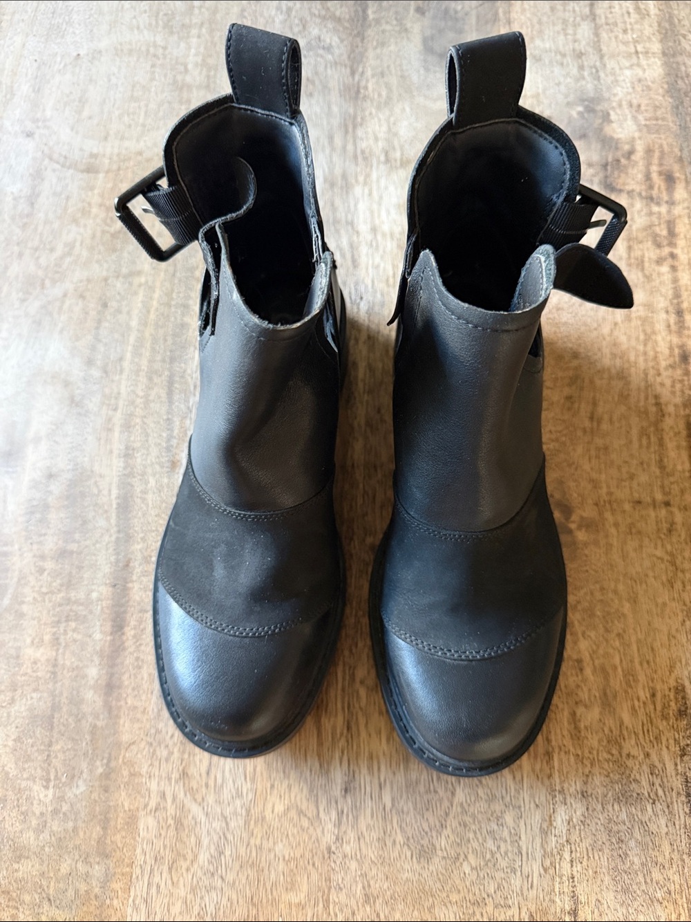 UGG Leather Black Buckle Chelsea Ankle Boots
